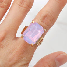 Black Emerald Cut Stone Adjustable Ring
