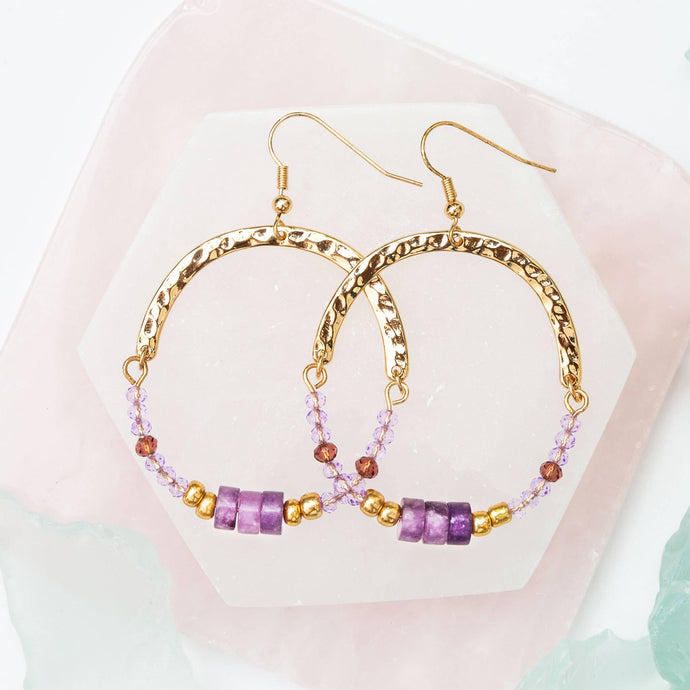 Ashli Lavender Stone Round Drop Earrings