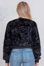 Black Textured Rosette Embellishment fur