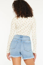 Medium Wash High Rise Side Slit Kancan Shorts
