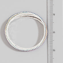 Silver Five Piece Rhinestone Stretch Bracelet Set