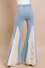 Light Denim Lace Detail Wide Leg Jeans