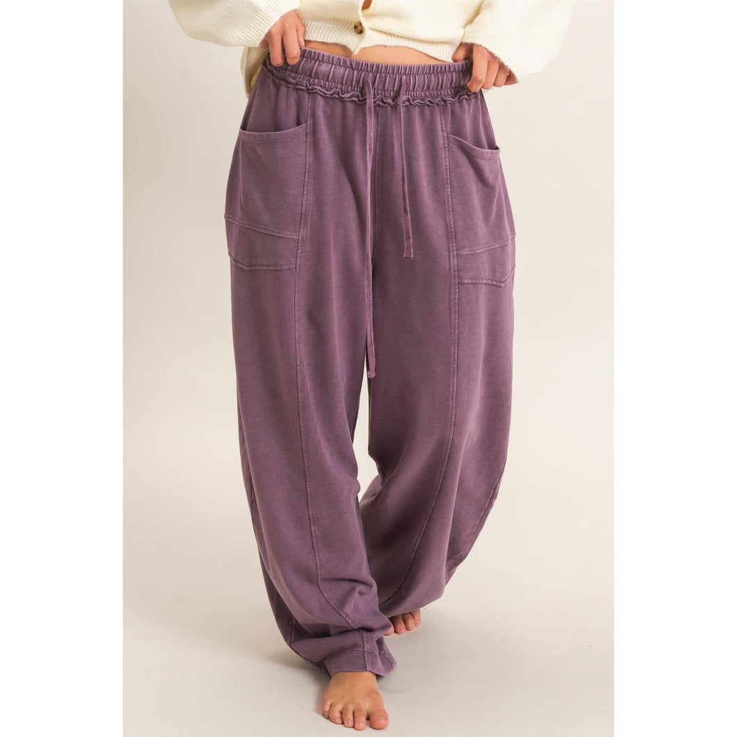 Dark Cherry Mineral Washed Barrel Sweatpants