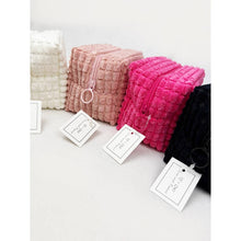 Pink Soft Puff Textured Light Weight Cosmetic Bag