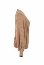 Beige Stripe Texture Dolman Sweater