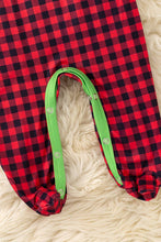 Plaid Christmas character printed boys baby bodysuit. RPG61442 MON: 3-6M