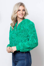 Black Textured Rosette Embellishment fur