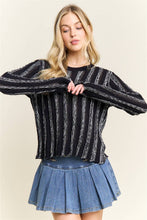 Black Vertical Textured Stripe Sweater