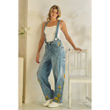 Denim Sunflower Embroidery Oli+Hali Overalls