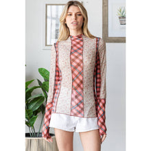 Brick Mixed Print Merrow Stitch Mesh Oli+Hali Top
