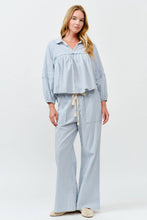 Light Blue Striped Wide Pants