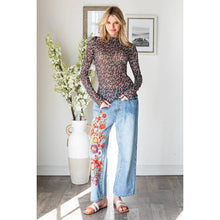 Black Floral Mesh Merrow Hem Knit Oli+Hali Top