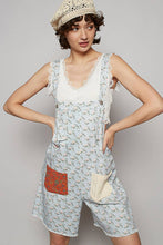Blue Floral Sleeveless contrast floral pockets print POL overalls