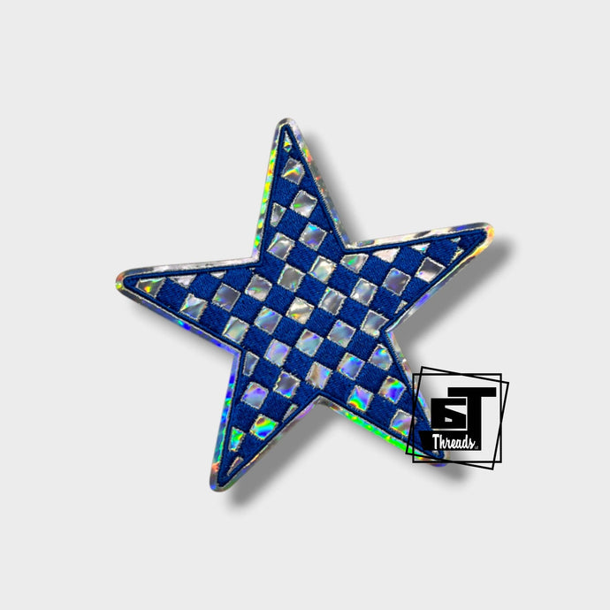 Metallic Checkered Stars....Cap Patches