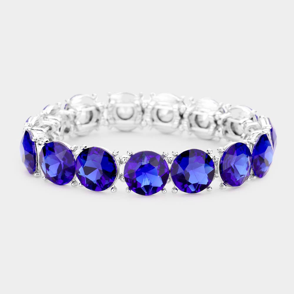 Saphire Crystal Round Stretch Evening Bracelet