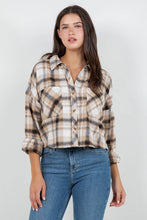 Yair Cropped Oversized Plaid Flannel Shirt