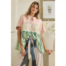 Blush Washed Collared Half Placket Oli+Hali Top