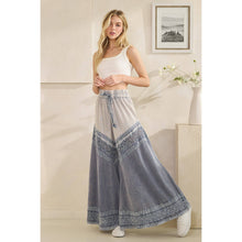 Blue Washed Fabric Mix Wide Leg Oli+Hali Pants