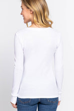White Long Sleeve Crew Neck Thermal Knit Top