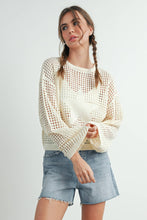 Ivory Crew Neck Crochet Sweater
