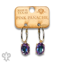 Blue Oval rhinestone earring on hoop
