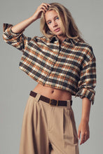 Camel Cropped Plaid Button-Up Western Urban Daizy Shirt