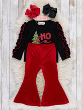 "Ho Ho Ho" Glitter Ruffle Bell Bottom Kids Outfit