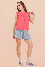 Light Indigo Washed Chambray Button Down Flare Shorts