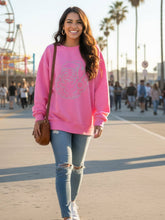 Pink Santa Face Rhinestone Comfy Crewneck Sweatshirt