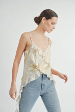 Gold Metallic Asymmetrical Ruffle Cami Top