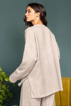 Taupe Solid Blushed Knit Oversize Henley Bucketlist Top