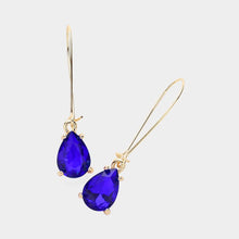 Saphire Teardrop Stone Cushion Dangle Earrings