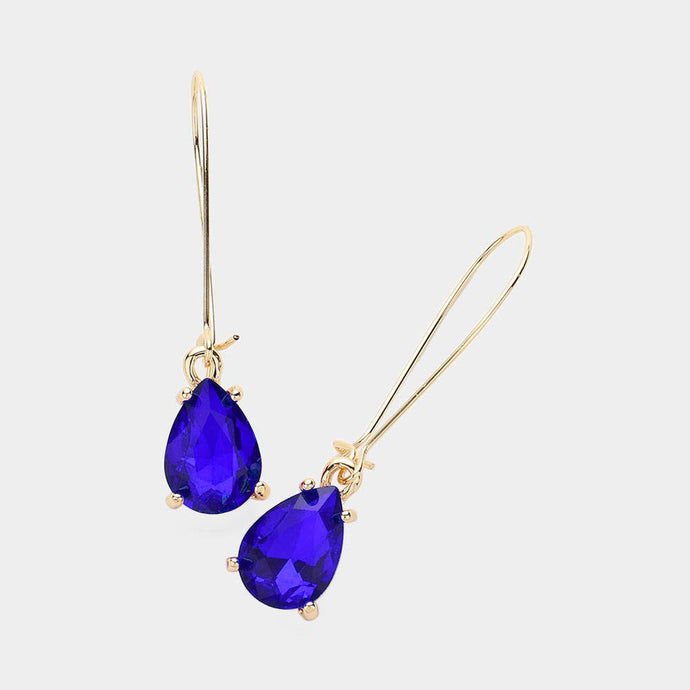 Saphire Teardrop Stone Cushion Dangle Earrings