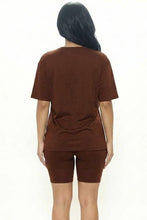Coffee Loose Fit Top & Bike Shorts Set