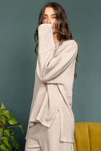 Taupe Solid Blushed Knit Oversize Henley Bucketlist Top