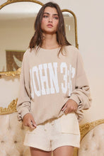 Oatmeal 'JOHN 3:16' Print Oversized Graphic Top