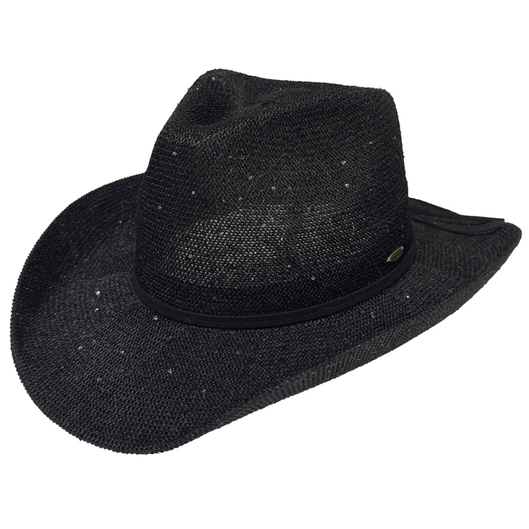 Black C.C Sequin Cowboy Hat