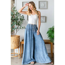 Denim Washed Pintuck Wide Leg Oli+Hali Pants