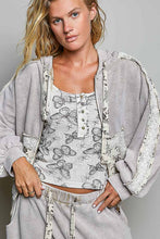 Sand Double Gauze Front Pocket Printed Thermal Hooded POL Jacket