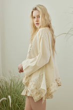 Beige Boho Frilled Floral Crochet Patchwork Mello Top