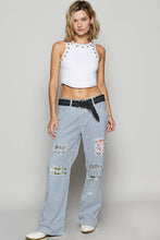Stripe Denim Contrast patch denim woven twill bottom POL Pants