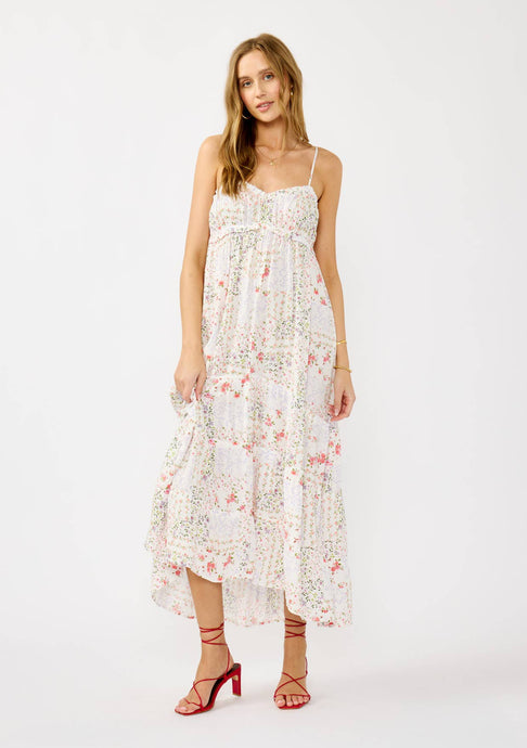 Natural Lavender Smocked Spaghetti Strap Tiered Ruffle Maxi Lovestitch Dress