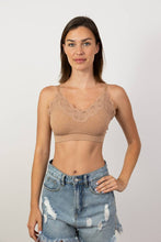 Mocha Ultra Soft Lace Trim Ribbed Padded Seamless Bralette