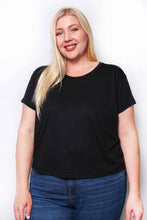 Black Plus Short Sleeve Crew Neck Crop Top