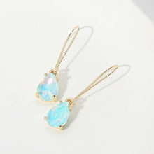 Light Blue Teardrop Stone Cushion Dangle Earrings