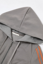 Dark Grey Orange Ruffle Bell Sleeve Hoodie