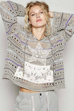 Olive Multi V-neck long sleeve stripe thin sweater hoodie POL top