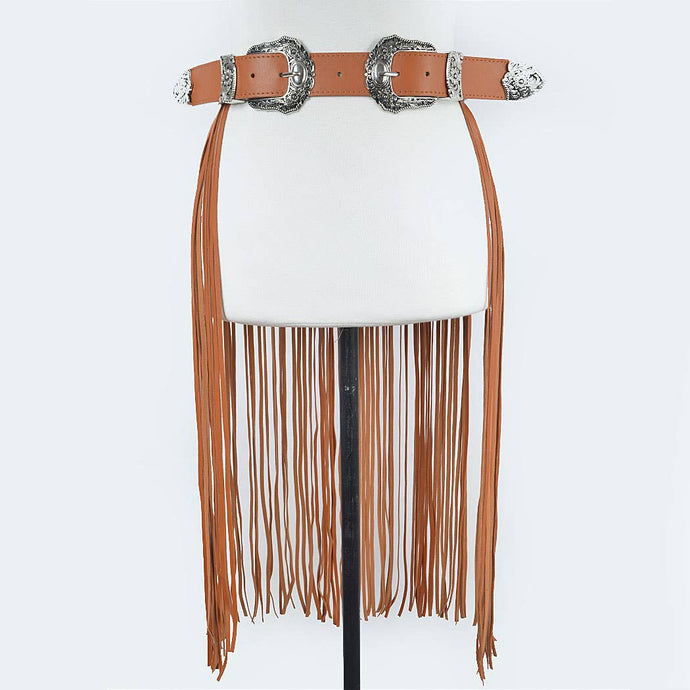 Camel Double Buckle Curtain Fringe Belt