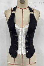 Black Buttoned Halter Corset Top