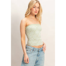 Sage Green Strapless Jacquard Top